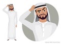 Arab Man character is pensive, thinking