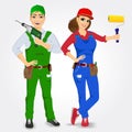 Portrait of handyman and handywoman