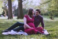 Portrait of a happily married couple expecting a baby Royalty Free Stock Photo