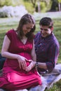 Portrait of a happily married couple expecting a baby Royalty Free Stock Photo