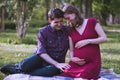 Portrait of a happily married couple expecting a baby Royalty Free Stock Photo