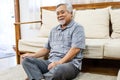 Portrait happiness senior man smile portrait alone at home. Royalty Free Stock Photo