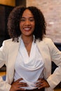 Portrait of happy african american casual businesswoman in office Royalty Free Stock Photo