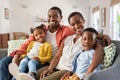 Portrait of happy african american family with son and daughter smiling Royalty Free Stock Photo