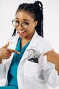 Portrait of happy african american nurse or doctor woman with stethoscope Royalty Free Stock Photo