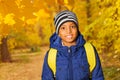 Portrait of happy African boy in the forest Royalty Free Stock Photo