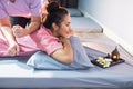 Thai massage at Asian girl back Royalty Free Stock Photo
