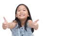 Happy asian cute girl showing thumbs up gesture Royalty Free Stock Photo