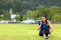 Young asian woman talking on mobile phone Royalty Free Stock Photo