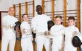 athletes fencers with rapiers Royalty Free Stock Photo