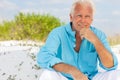 Portrait of Attractive Handsome Senior Man on Beach