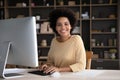 Portrait of happy attractive young african american businesswoman. Royalty Free Stock Photo