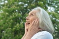 Portrait of a happy beautifil elderly woman posing Royalty Free Stock Photo