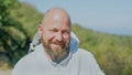 Portrait of a happy beekeeper wearing protective clothes outdoors Royalty Free Stock Photo