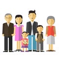 Portrait of happy big family together mother and father, grandfather grandmother, son daughter. Royalty Free Stock Photo