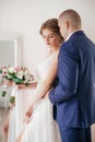 Portrait of happy bride and groom on their wedding Royalty Free Stock Photo