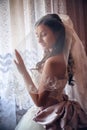 Portrait of a bride near the window Royalty Free Stock Photo