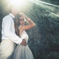 Portrait of happy couple at beach. Traveling at Thailand Royalty Free Stock Photo