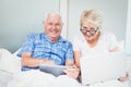 Portrait of happy couple with technologies Royalty Free Stock Photo