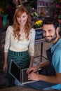 Portrait of happy couple using laptop Royalty Free Stock Photo