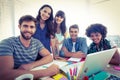 Portrait of happy creative business team in a meeting Royalty Free Stock Photo