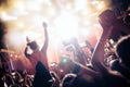 Portrait of happy crowd enjoying at music festival Royalty Free Stock Photo