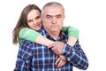 Portrait of happy daughter hugging her father Royalty Free Stock Photo