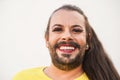 Portrait of happy drag queen in front of the camera - Focus on face Royalty Free Stock Photo