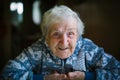 Portrait of a happy elderly woman close-up. Royalty Free Stock Photo