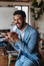 Portrait of happy, excited young businessman after closing a business deal. Royalty Free Stock Photo