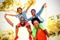 Portrait of happy family enjoying at park