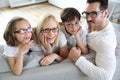 Family of four wearing eyeglasses Royalty Free Stock Photo