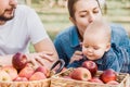 Portrait of Happy family hugging and spending time together outside in green nature Royalty Free Stock Photo