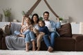 Portrait of happy family with kids in new home Royalty Free Stock Photo