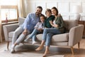 Portrait of happy family with kids relax at home Royalty Free Stock Photo