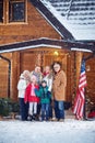 Portrait of happy family outdoor on Christmas Royalty Free Stock Photo