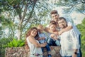 Portrait of a happy family in the park. Family concepts.