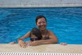 Portrait of happy family in the swimming pool Royalty Free Stock Photo