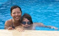 Portrait of happy family in the swimming pool Royalty Free Stock Photo