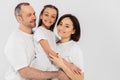 portrait of happy family in white Royalty Free Stock Photo