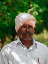 Portrait of happy farmer on agricultural field at latur maharashtra