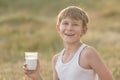 Portrait of happy farmer during break in field Royalty Free Stock Photo