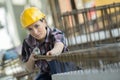 Portrait happy female construction worker Royalty Free Stock Photo