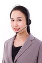 Portrait of happy female customer service executive with headset Royalty Free Stock Photo