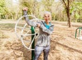 Portrait Of Happy Fit Senior Woman Exercise At Outdoor Gym Royalty Free Stock Photo