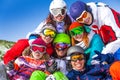 Portrait of happy friends wearing goggles Royalty Free Stock Photo