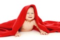 Portrait happy funny little baby under towel crawl Royalty Free Stock Photo
