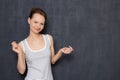 Portrait of happy girl smiling cheerfully and being in good mood Royalty Free Stock Photo