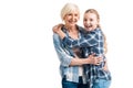 Portrait of happy grandmother and granddaughter embracing Royalty Free Stock Photo