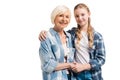 Portrait of happy grandmother and granddaughter embracing Royalty Free Stock Photo